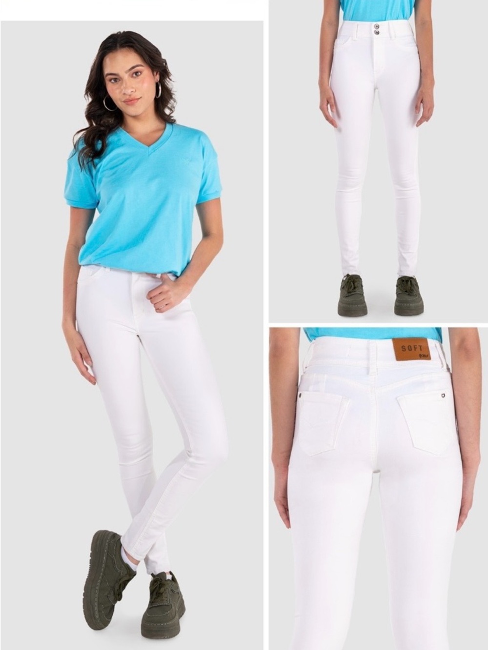 SOFT High-Rise White Skinny Jeans for Women